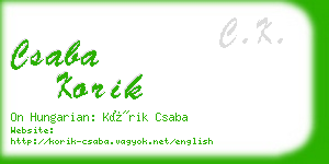 csaba korik business card